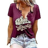 Country Music Shirt for Women Cow Skull Shirts Western Graphic T Shirts Rodeo Cowboy Short Sleeve Casual Tee Tops