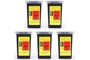 TorSor 5 Pack Sharps Container Blade Disposal Containers Tattoo Syringe Needle Trash Can Case Barber Razor Storage Dispenser Biohazard Infectious Waste Case for Home Professional Use (5PCS)