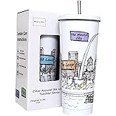 Beary Blu Cities Around the World 25 Oz Tumbler Series- Designed in the USA- Vacuum Insulated Tumbler with Lids Straw - Stainless Steel Coffee Water Travel Mug, Cup for Hot Cold Drink (St Louis)