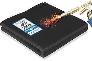 WISSCOOL 10MM Thick 12x12 Inch Fireproof Welding Blanket, 10mm Thickened Pad Fire Resistant Carbon Felt Cloth Flame Retardant Fabric Protector Pad for Soldering Firepit Smoker