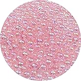 Pinhoollgo 300pcs 8mm Acrylic Round Beads AB Colors Spacer Beads with Hole for DIY Bracelet Necklace Jewelry Making Supplies (Light Pink AB)