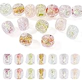 Craftdady 14Pcs Glass Spacer Beads Colorful Handmade Foil Lampwork Bead Faceted Cuboid Cute Crystal Beads 12-13mm for Jewelry Making Crafts DIY Necklace Bracelets Necklace Decoration