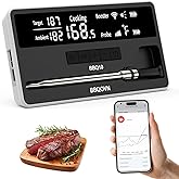 Btclink WiFi Sub-1G Smart Meat Thermometer Unlimited Range, 7 NIST-Cert.Sensors Magnetic Large-Display Smart Base, IP68 Wireless BBQ Grill &Smoker Thermometer, App&Standalone Monitoring(1,Black,Small)