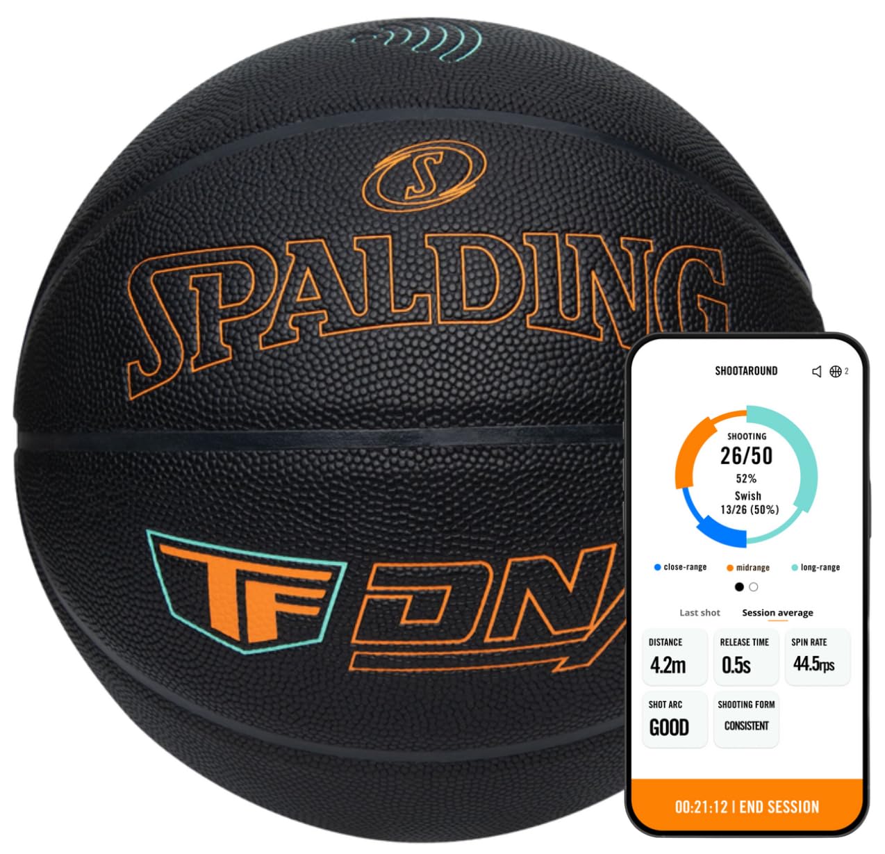 Photo 1 of ****BALL ONLY****
Spalding TF DNA Smart Basketball + 1 Yr App Subscription Bundle I iOS and Android Compatible I All Surface Material
