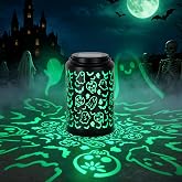 KANPONN Halloween Decorations Outdoor Skull&Ghost Solar Lantern Green Light | Halloween Decorations Outdoor, Halloween Lights, Green Light, Solar Lanterns Outdoor Waterproof, Halloween Decor,Garden Decor