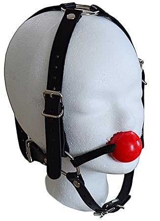 Ballgag Kopfgeschirr Kopfharness Harness Ballknebel Knebel Mundknebel mit Ball Leder schwarz BDSM Fetisch Sub Sklavenerziehun