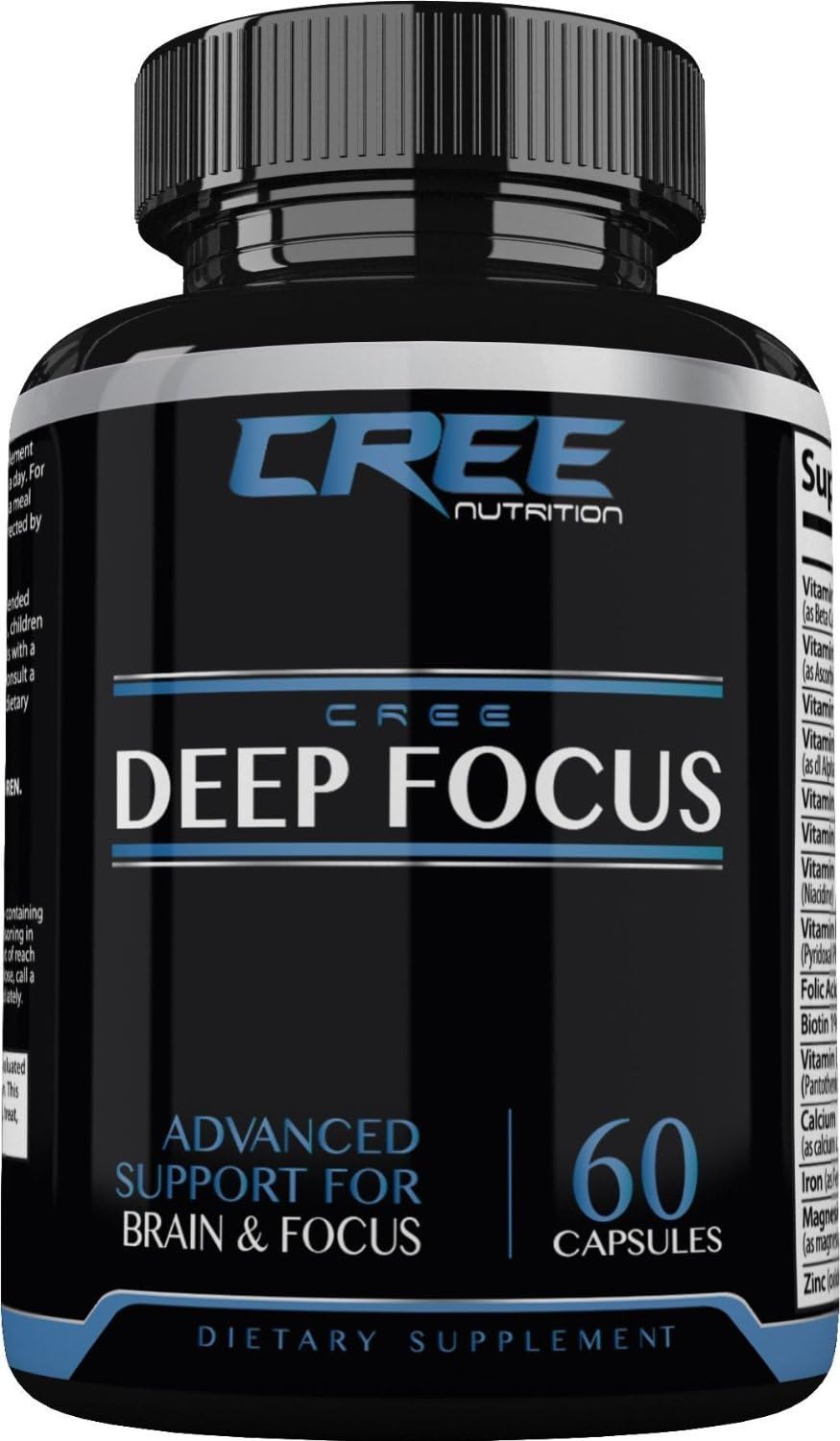 CREE Nutrition Deep Focus - Advanced Brain, Focus, Alertness, Memory & Concentration Enhancer - All Natural Cognitive Booster - Made in The USA