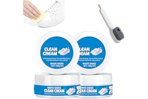 White Shoe Cleaner Cream, Multipurpose No-Wash Solid Comes with Sponge Removes Stains, Cleaning Cream White Shoe Cleaner
