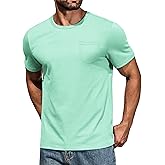 COOFANDY Men's Cotton Pocket Tee Shirts Soft Crew Neck Stretch T Shirt Plain Casual Short Sleeve Summer Basic Tops
