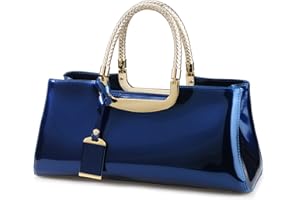 HOXIS Glossy Faux Patent Leather Structured Shoulder Handbag Women Evening Party Satchel