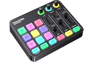 OneOdio Solocaster Gaming Audio Mixer - 5 Channel Interface with 48V Phantom Power, Bluetooth, RGB Lighting, 3.5mm/XLR/USB C, for Streaming/Podcast/Karaoke on PC, Mac, Mobile