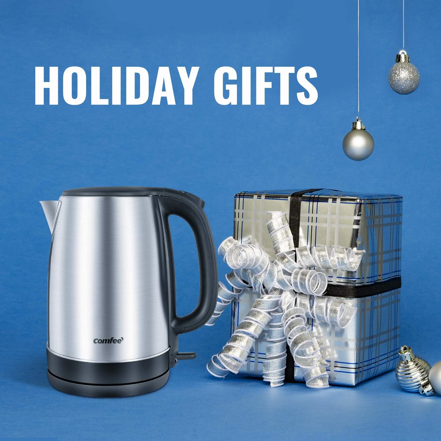 Comfee 1.7L Stainless Steel Electric Tea Kettle, BPA-Free Hot Water Boiler, Cordless with LED Light, Auto Shut-Off and Boil-Dry Protection, 1500W Fast Boil: Kitchen & Dining