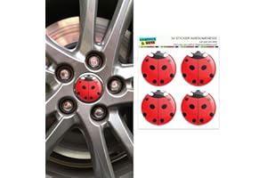 GRAPHICS & MORE Lady Bug - Insect Ladybug Wheel Center Cap 3D Domed Stickers Badges - Set of 4