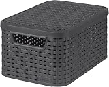 Curver Basket with Lid Rattan Style Large - polypropylene storage view 1