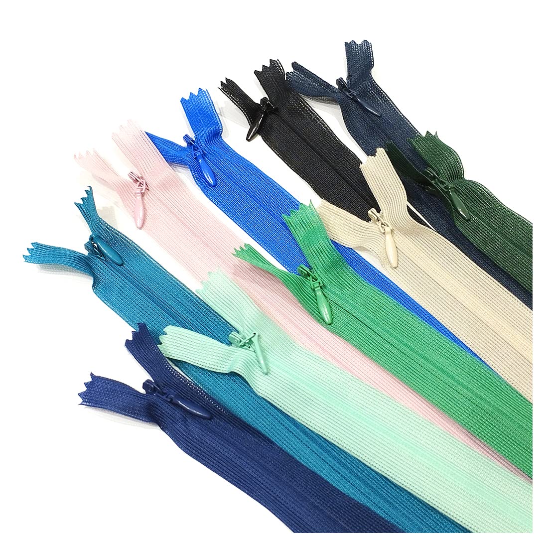 Closed Invisible Zipper, 5 Sizes and 20 Colors #3, Fine Zipper, Elegant and Discreet for Sewing on Clothes, Dresses, Skirts, Sewing Zipper, (50cm 30 units, assorted6)