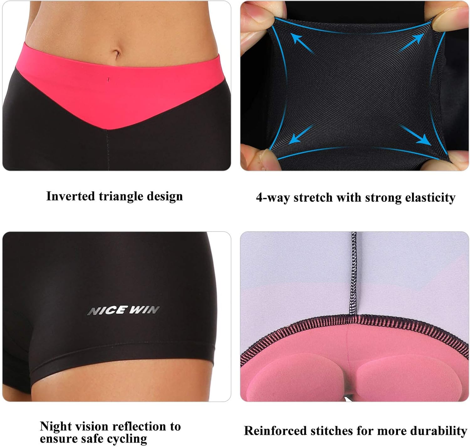 Women Bicycle Shorts High Waist Padded Underwear Cycling Horseback Riding Pants: Clothing