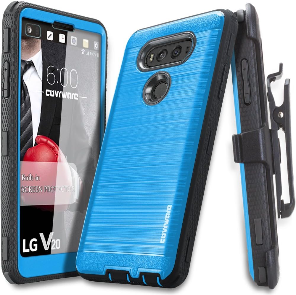 LG V20 case, COVRWARE [Iron Tank Series] with Built-in [Screen Protector] Heavy Duty Full-Body Rugged Holster Armor Case [Belt Swivel Clip][Kickstand] for LG V20 - Blue