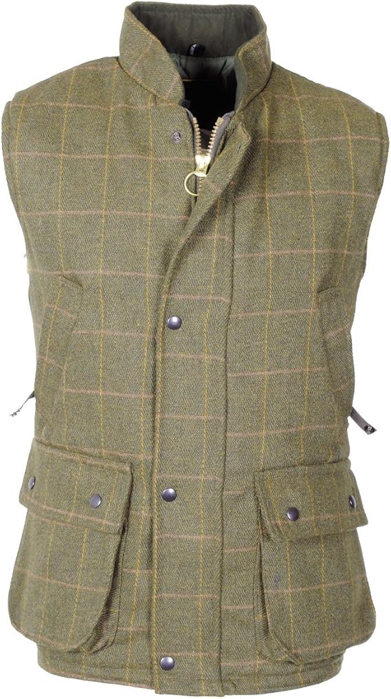 Raiken Men's Hunting Tweed Gilet Fishing Derby Quilted Shooting Vest