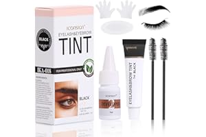 COTONETES Natural Lash Color Kit, 2 in 1 Professional Black Lash & Brow Color Kit, Instant Bushy Eyelash & Eyebrow Kit Lasting, Safe & Easy DIY Brow Coloring, Black