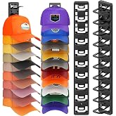 HeQe Hat Organizer for Baseball Caps 2 Pack, Hat Rack for Wall, Hat Storage, Hat Holder with Strong Adhesive and Screws (Black)