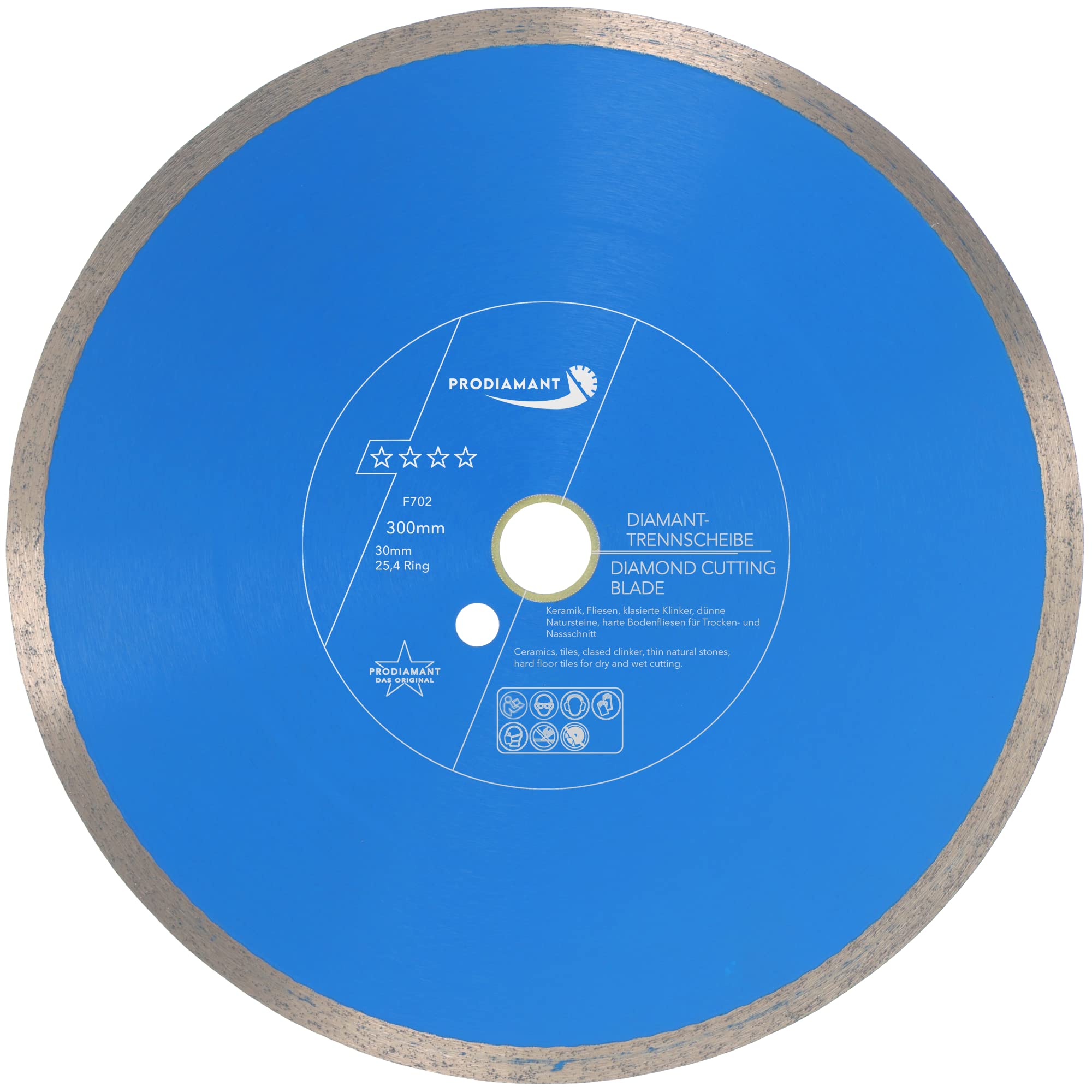 PRODIAMANT Professional Diamond Cutting Disc PRORIM 300 mm x 30/25.4 mm No Breaking with Glazed Tiles Porcelain Stoneware Ceramic
