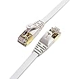 Tera Grand - 50FT - CAT7 10 Gigabit Ethernet Ultra Flat Patch Cable for Modem Router LAN Network, Gold Plated Shielded RJ45 C