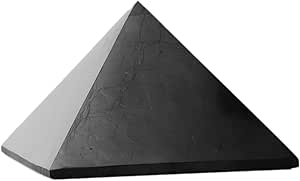 SHUNGA-STONE Shungite Pyramid Healing Black Triangle Polished Authentic Karelian Genuine Pyramids Crystal (1.9 inch (Premium Package))