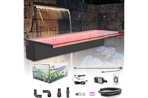 LONGRUN Waterfall Spillway Multi-Color LED Light Outdoor Pool Fountain, Acrylic Water Spillway Koi Pond Waterfalls Fountains Kit for Garden Koi Ponds Patio Swimming Pool Decoration-23.6"