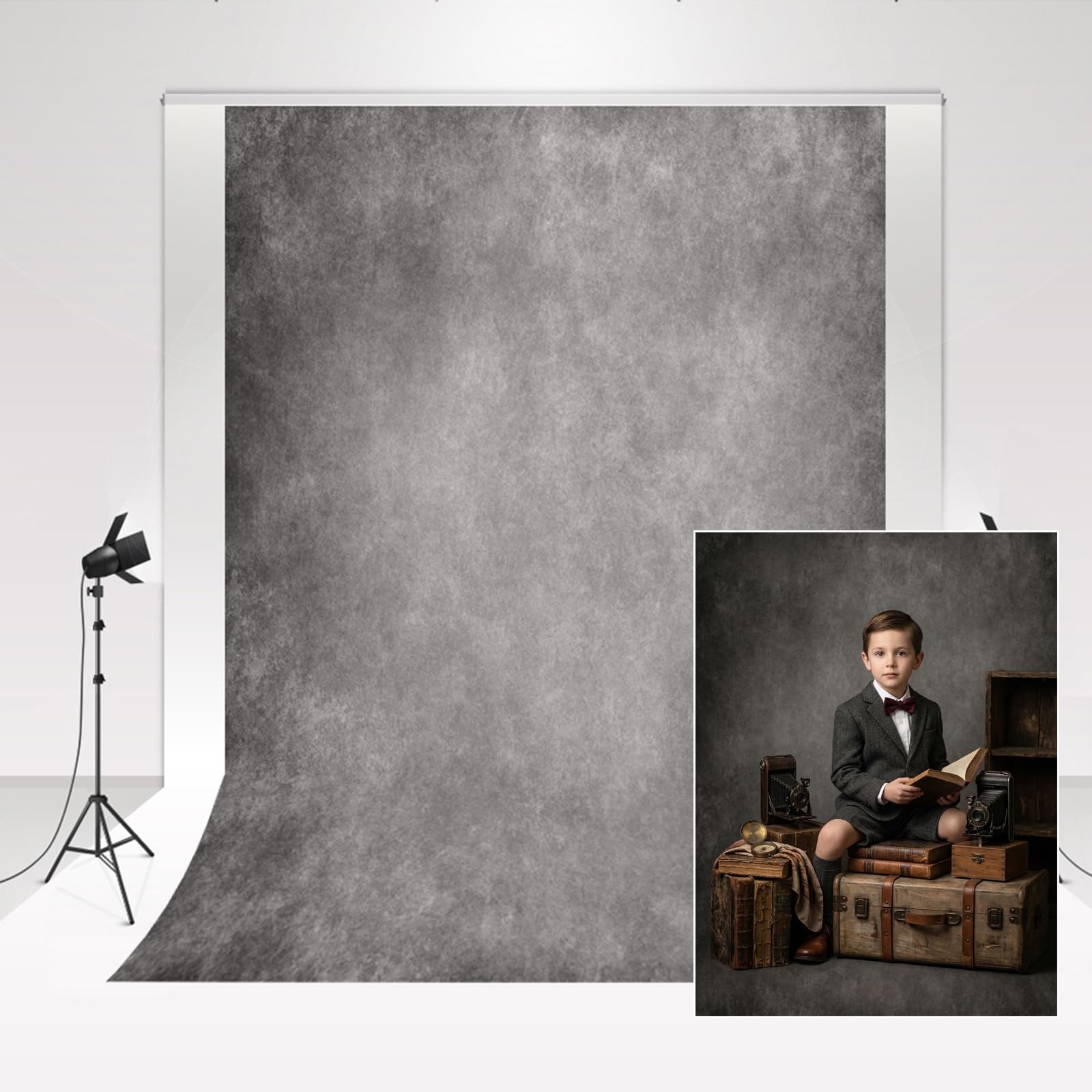 Kate Photo Studio Backdrop Grey 2.2x1.5m/7x5ft Gray cement wall Background Art Backdrop Colour Collapsible Props Wedding Photo Booth Baby Photographic Props