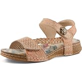 Spring Step L'Artiste womens Popular | Hand-painted leather upper with hook and loop straps, padded microfiber insole, polyurethane outsole, and 1.25 in heel