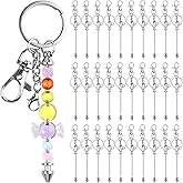 Akamino 30 Pcs Beadable Keychains Making Kit Set, Metal Bullet Shaped Beadable Keychains Bars, Blank Keychain Strips for DIY 