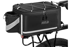 ANILD Bike Rear Rack Bag, 7L Bike Bags for Bicycles Rear Rack, Durable Bike Trunk Bag with Rain Cover and Tail Light Tape, with Cup Tail