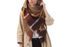 SZQCZB Women's Plaid Blanket Winter Scarf, Warm Cozy Tartan Wrap Oversized Shawl Winter Scarves for Women