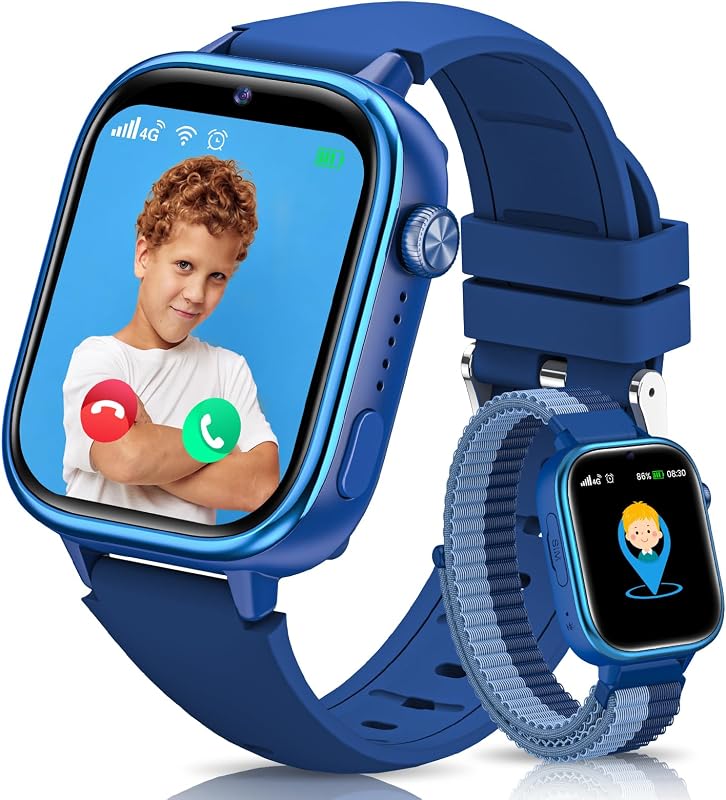 Smartwatch Bambini con GPS, Videochiamate, SOS, Regalo, Blu