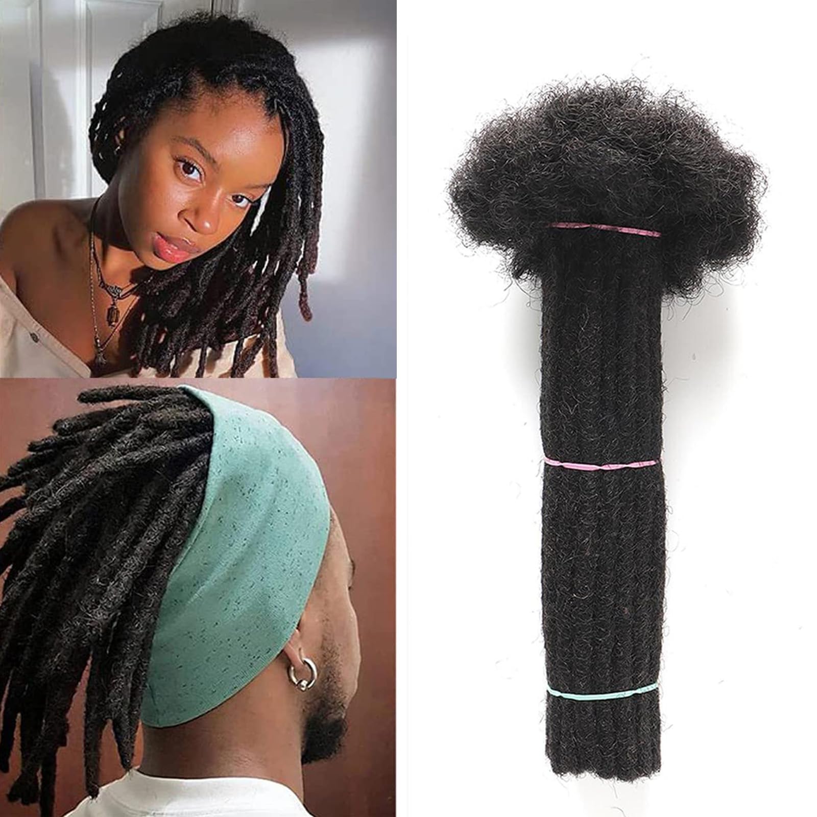 Alaleibaby 0.6cm Thickness 8 Inch 40Strands Real Human Hair Dreadlock Extensions for Man/Women Full Head Handmade Permanent loc Extensions Bundles Can Be Dyed Bleached Curled and Twisted โ image 1