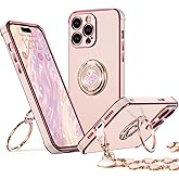 XYZ for iPhone 14 Pro Max Case with Stand, Phone Case with Double Ring Kickstand, Women Girls Bling Luxury Protective Case Heart for iPhone 14 Pro Max, Pink