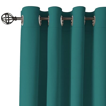Encasa Homes Eyelet Door Window Curtains 2 Panels Teal Blue 64
