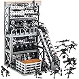 ELEFOCUS WW2 Military Base Building Blocks Set with Army Weapons Pack, SWAT Gear, Miniguns, and 6 Soldier Figures