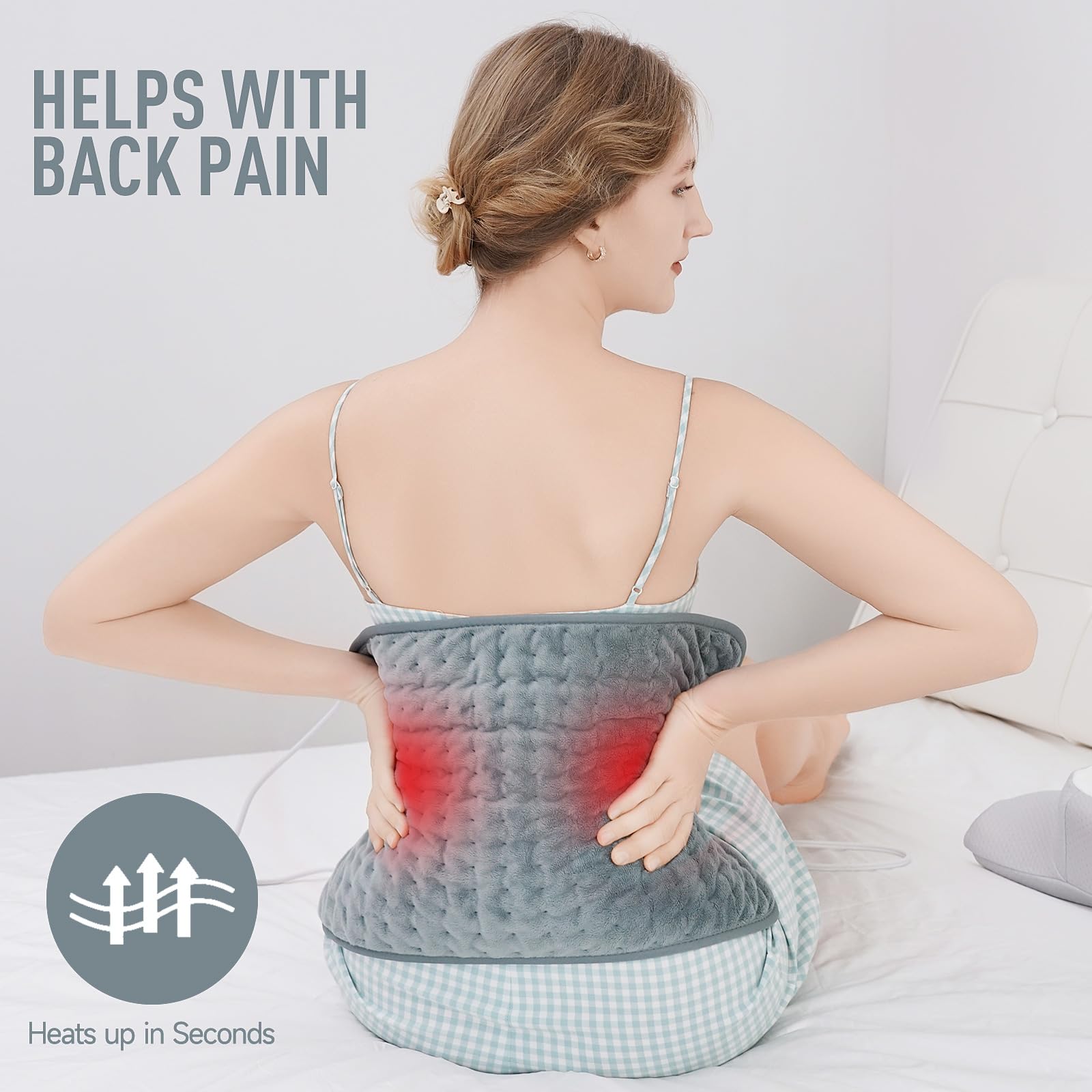Heating Pad for Back Pain Relief & Cramps, KOT Heating Pads with Auto Shut Off Large, 6 Heat Settings Electric Heated Pad, Gifts for Women, Gifts for Men, 12