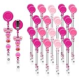 60pcs Rose Pink Beadable Badge Reels Making Kits