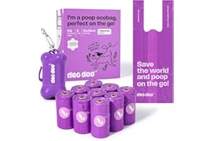 Deo Doo Dog Poop Bags with Handles 9 Rolls 108 Counts Big Sizes Leak Proof and Extra Thick Waste Bags Refill Rolls for Walking Small Medium Large Dogs Cats Litter With Holder Lavender Scented