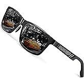 ROCKNIGHT HD Driving Sunglasses Men Polarized UV Protection Al-Mg Metal Frame Lightweight Flat Lens Hiking Fishing