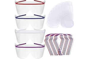 Copkim 50 Pack Disposable Eye Shield Lenses Clear Safety Glasses Protective Eyewear Face Shield 4 Colors Scratch Proof Eyes P