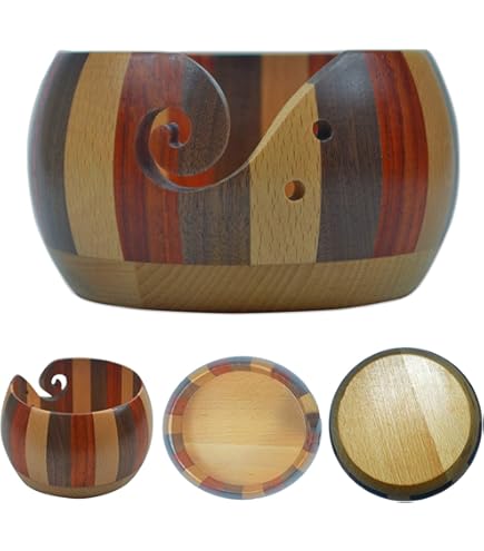 Bol Rangement Fil à Tricoter En Bois - Design Fractale Lichtenberg - Fait Main Résine époxy