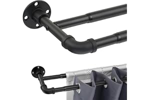 FACTIONGARDEN Blackout Curtain Rod, 1 inch Matte Black Double Curtain Rods for Windows 29 to 78 inch Industrial Room Darkening Curtain Rods