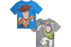 Disney Cars Toy Story Boys Shirts - 2 Pack Lightning McQueen Buzz Lightyear Short Sleeve Boys Tees for Toddler and Little Boy