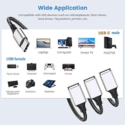 USB C to Triple USB Cable Splitter 3.3Ft,USB C Male