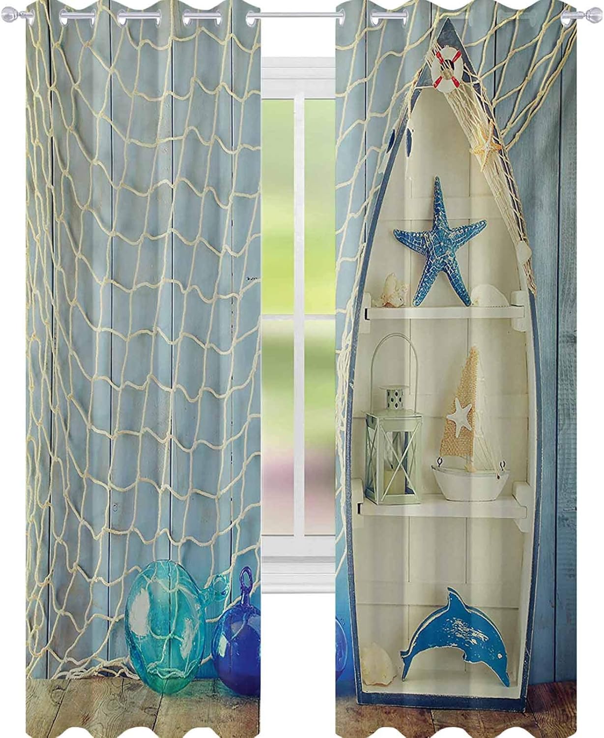 YUAZHOQI Nautical Blackout Window Curtain Nautical Boat Standing