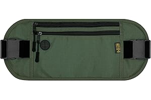 DEEZOMO RFID Blocking Money Belt for Travel Hidden Passport Holder Travel Wallect Pouch to Protect Money, Credit Cards Travel Documents for Men Women (Dark Olive Green)