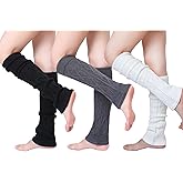 SISOSOCK Leg Warmers for Women Winter Warm Knitted Knee High Boot Socks 80s for Party 1-3 Pairs